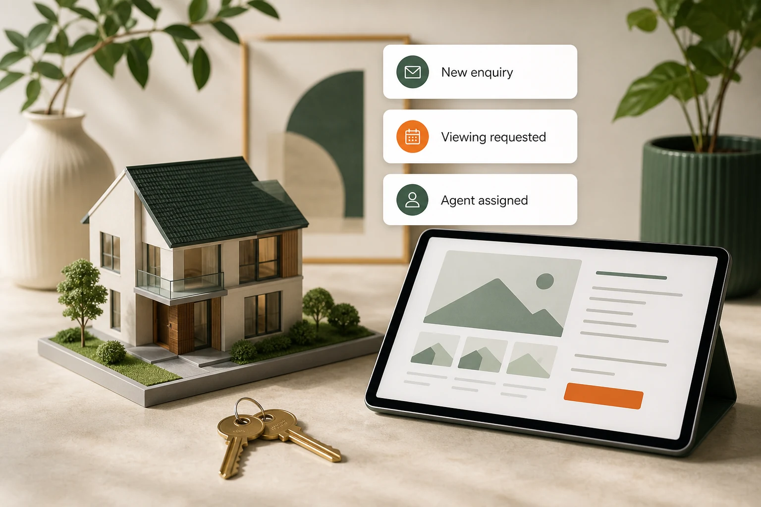 Real Estate objects and automated notification workflow illustration